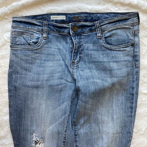 KUT Distressed Boyfriend Roll Up Mid Rise Denim Jeans - Women’s 10 - Picture 2 of 7